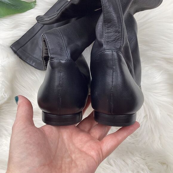 Massimo Dutti Black Leather Riding Boots Tall Boots 7.5 Equestrian Boots - Picture 6 of 8